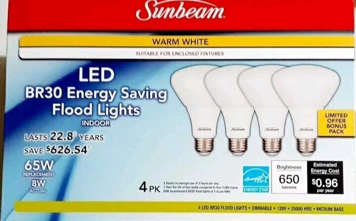 Dimmable Sunbeam Floodlight Bulbs 4 Pack - Image 1 of 1