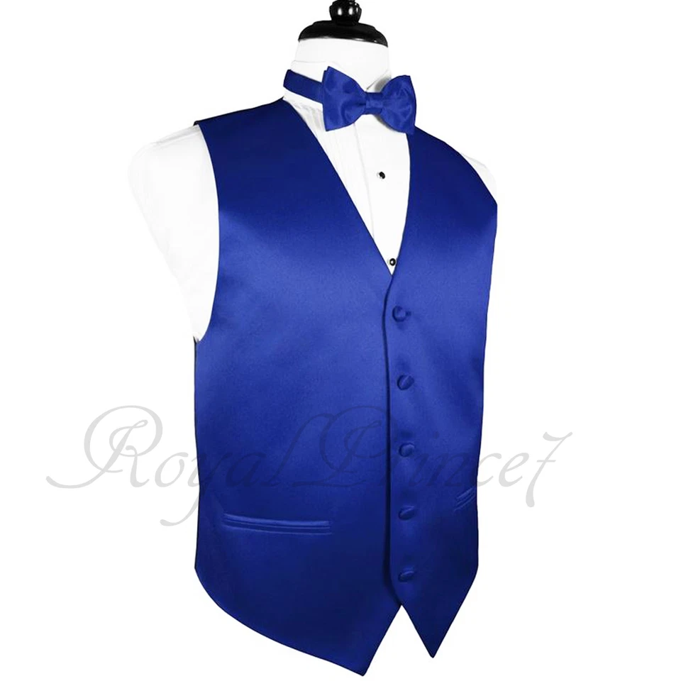ROYAL BLUE MEN'S Tuxedo Suit Vest Waistcoat and Butterfly Bow tie Formal WEDDING - Image 1 of 1