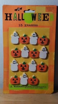 Vtg 2002 Target Halloween Erasers Pumpkin Ghost Party Favors Retro 15 Pack - Image 1 of 4