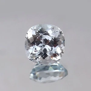Natural Flawless Blueish Aquamarine Loose Cushion Shape Cut Gemstone 9x9 MM - Picture 1 of 4