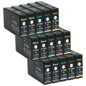 15 Ink Cartridges XL (Set+Bk) for Epson Workforce Pro WF-5110DW, WF-5190DW - Picture 1 of 4