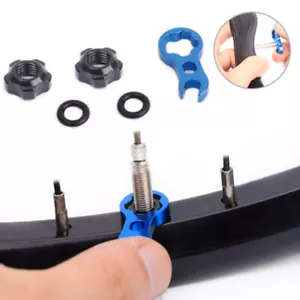 Mountain Bike Presta Valve Nut with Install Wrench Road Bicycle Tubeless T~*e - Picture 1 of 10
