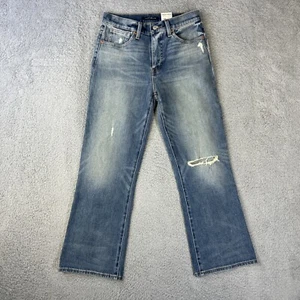 Lucky Brand Jeans Womens 6/28 Blue Denim Bridgette Crop Mini Boot Distressed NEW - Picture 1 of 11