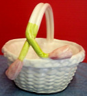 Studio Nova White Ceramic Basket Pink Flowers Centerpiece Handpainted Portugal