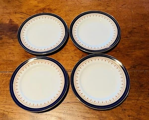 Set 4 Aynsley Leighton 1646 Porcelain White Cobalt Bread Plates - Picture 1 of 2