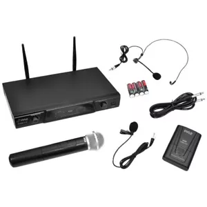 Pyle Wireless Microphone System w/ Transmitter, Handheld and Headset Mics - Picture 1 of 6