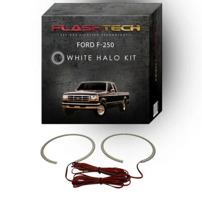 White Angel Eye LED Headlight Halo Ring kit for 1992-1997 Ford F-250 Headlights - Image 1 of 2
