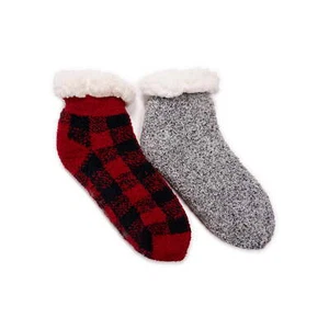 MUK LUKS Women's Ankle Cabin Socks, 2-Pack One Size Fit Most Color Red - Picture 1 of 5