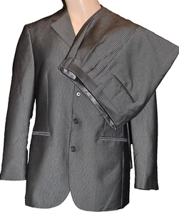 Steve Harvey Collection Suit Mens 40R Charcoal Striped 2 Piece Pants 32x30 EUC - Picture 1 of 15