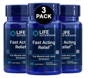 Life Extension Fast Acting Relief for Muscle & Joint Soreness 60 Softgels-3 Pack - Picture 1 of 2