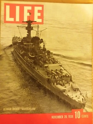 Life Magazine German Raider Deutschland & Hauschofer of Nazism Nov 20, 1939 221 - Image 1 of 4