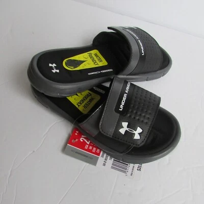 Under Armour Gris/Negro Ajustable Mercenary XI Slides Sandalias-NUEVO CON ETIQUETAS-TALLA-2 Juvenil Foto 1 de 4