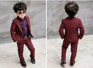 Chic Kids Boys Suits Formal Children Prom Page Wedding Party Suit Black Red Blue