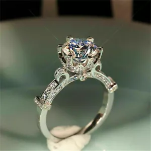 2,30 Kt Rund Diamant Braut Verlobungsring Hochzeit Ring Weißgold-Finish gr 54-62 - Bild 1 von 8