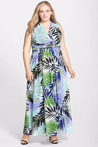 Maxi abito Vince Camuto stampa Surplice (taglia grande) (taglia 18W) - Foto 1 di 3