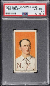 1909-11 T206 Fred Tenney New York, SWEET CAPORAL 350/25 PSA 4.5 VGEX+