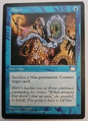 MTG Magic The Gathering Card Abjure Interrupt Blue Weatherlight 1997 - Image 1 of 2