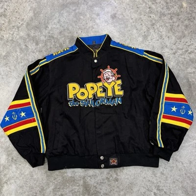 JH Design Popeye jacket youth 2XL adult small VTG Nascar racing Deadstock aop - Image 1 of 4