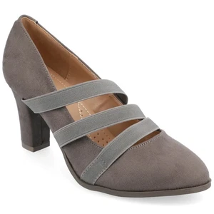 Journee Womens Heel Pumps Loren Comfort Insole Round Toe Mid Block Gray Size 7 - Picture 1 of 8