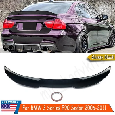 For BMW E90 M3 325i 328i 335i Sedan 2006-11 Rear Trunk Wing Spoiler Gloss Black - Image 1 of 4