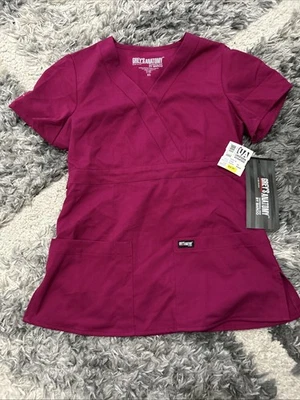 Grey's Anatomy Women Maroon Short Sleeve Scrub Top  Medical Fits Size XS - Image 1 of 4