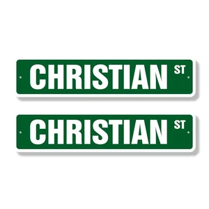 CHRISTIAN Street Sign (2 Pack) Childrens Name Room Metal Road Sign - Picture 1 of 7