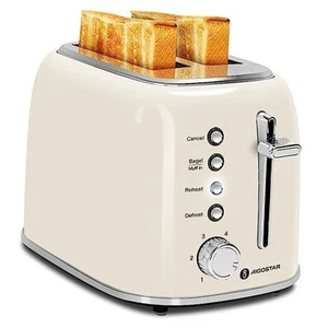 Aigostar Tostadora de 2 rebanadas, tostadoras retro extra anchas Crema Blanco - Imagen 1 de 7