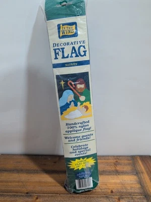 Belén In The Wind Vintage Nylon NAVIDAD 28"x40" Jardín Bandera Decorativa ¡Nuevo! Foto 1 de 4