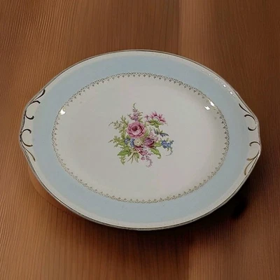 VTG Eggshell Georgian Homer Laughlin Oval Serving Platter 13" Floral Gold Trim - Image 1 of 4