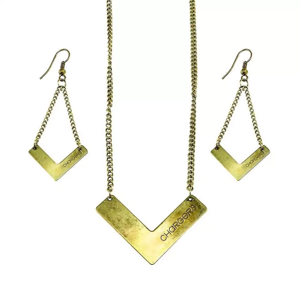 洛杉矶充电器雪佛龙项链和耳环 — 第 1/1 张图片