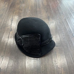 Scala Collezione Hat Cloche Womens One Size Black Wool Decorative Bow Elegant - Picture 1 of 8