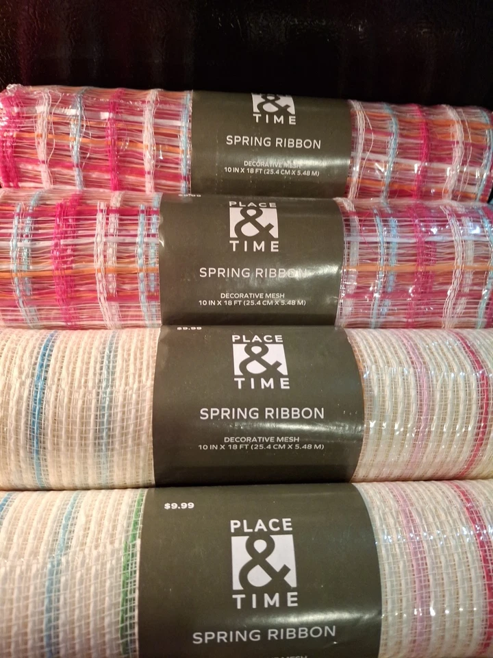4 Rolls 10"x18'  Decorative Mesh Ribbon Time & Place - Image 1 of 1