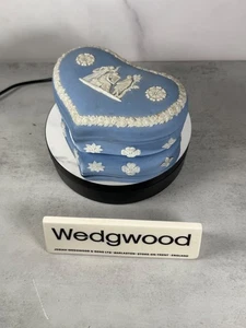 England Wedgwood Schmuckschatulle blau Jaspis-Ware Herzform Vintage - Bild 1 von 12