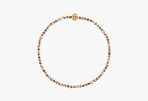 KATE SPACE NEW YORK Space Cadet Crystal-embellished Tennis Necklace Rainbow 16” - Picture 1 of 5