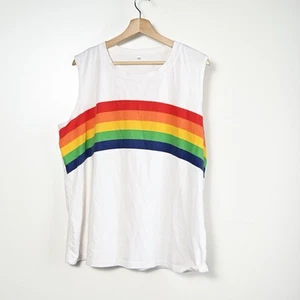 Rainbow Pride Graphic Sleeveless Tank Top, Adult 2XL White - Picture 1 of 4