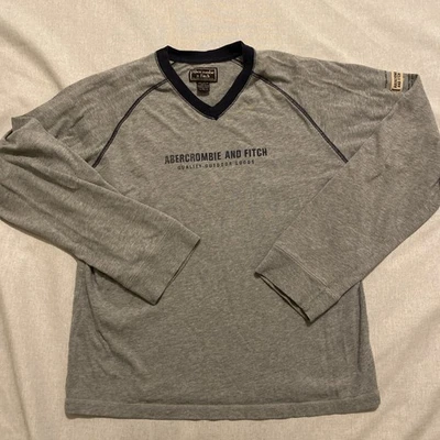 Camisa De Colección Y2K Abercrombie Fitch Gris Azul Manga Larga Pesada Para Hombres XL. Foto 1 de 4
