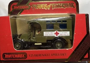 MATCHBOX MODELS OF YESTERYEAR 1:38 Y-25 1910 RENAULT AMBULANCE BRITISH RED CROSS - Picture 1 of 5
