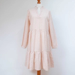 Vestido St Tropez Talla M Frinka Talla M M Melocotón Marfil Rayas en Niveles 100% Algodón Midi - Imagen 1 de 7