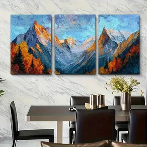3pcs Abstract Mountains Texture Autumn Perfect Wall Art Canvas Unframed/Framed - Picture 1 of 9