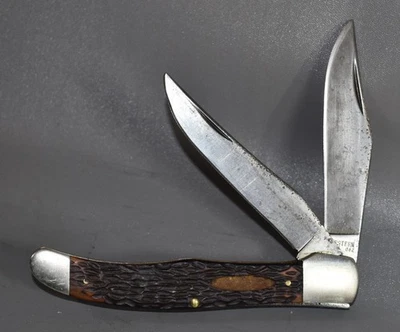 Vtg. Western USA 062 D Folding Hunter Hunting Knife - 2 Blades - 5 1/8" Handle - Image 1 of 4