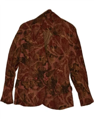 VINTAGE Womens Double Breasted Blazer Jacket UK 14 Medium Brown Acetate AP06 - Image 1 of 3