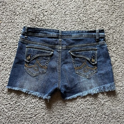 Pantalones cortos de mezclilla Y2K años 2000 Polo Sur talla 13 tiro bajo desgastados elásticos grunge Foto 1 de 4