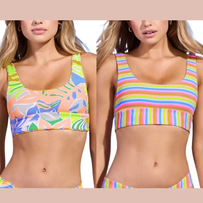 NUEVO $79 Maaji [Pequeño] Arco Iris Rayas Donna Deportivo Bralette Bikini Top U1363 Foto 1 de 4