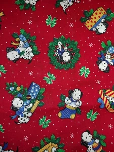 Vintage Welpe Hund Druck Stoff Urlaub Weihnachten Joan Kessler Concord 1+ Meter x 44 Zoll breit - Bild 1 von 2