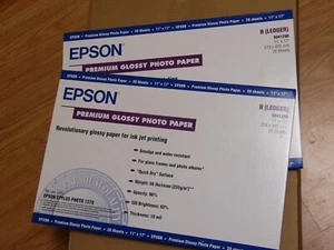 2 x Epson S041290 Premium Glossy Photo Paper Total 40 sheets 11" x 17" - Picture 1 of 4