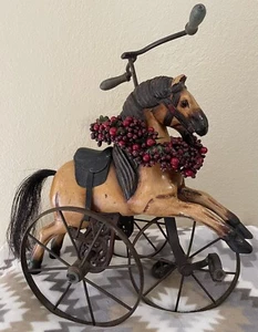 Unique Antique Wooden Horse Velocipede Carved Body Real Horse Hair - Picture 1 of 24