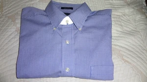 G.H. BASS & CO MEN'S DRESS SHIRT BLUE PLAID  SIZE L/16 REG.FIT NEW - Picture 1 of 6