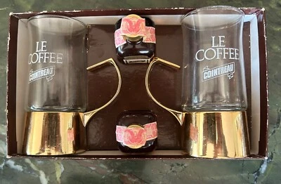 De Colección Cointreau Le Coffee 2 Tazas de Vidrio y Oro, 2 Botellas Sin Abrir Juego de Regalo de Barware Foto 1 de 4