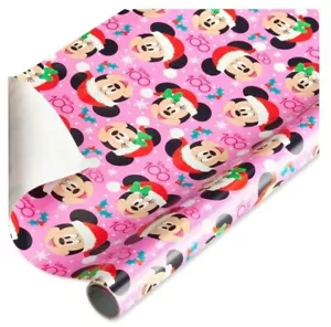 Disney's Minnie Mouse Pink Christmas Wrapping Paper w/ Cutlines 40" (60 Sq. ft.) - Picture 1 of 7