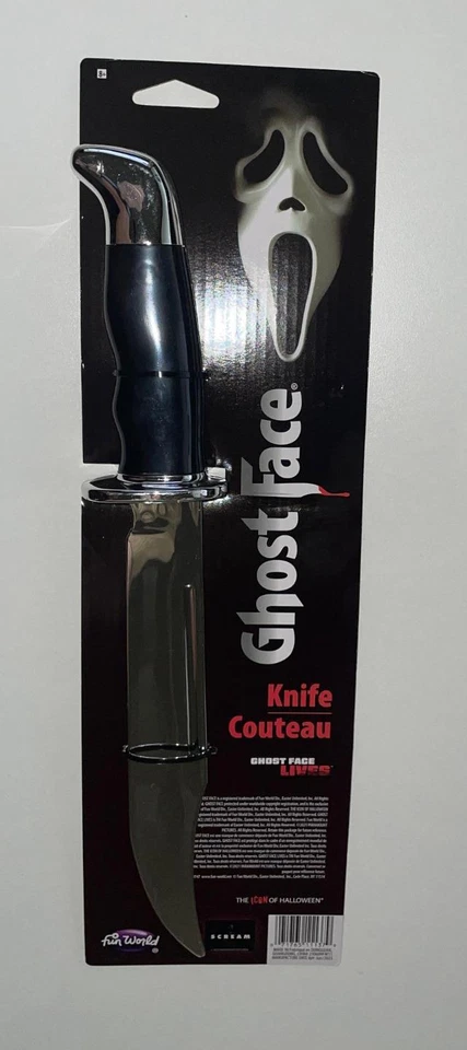 GHOST FACE 13" CHROME BOWIE KNIFE HORROR HALLOWEEN COSTUME PROP FW90747 - Image 1 of 1